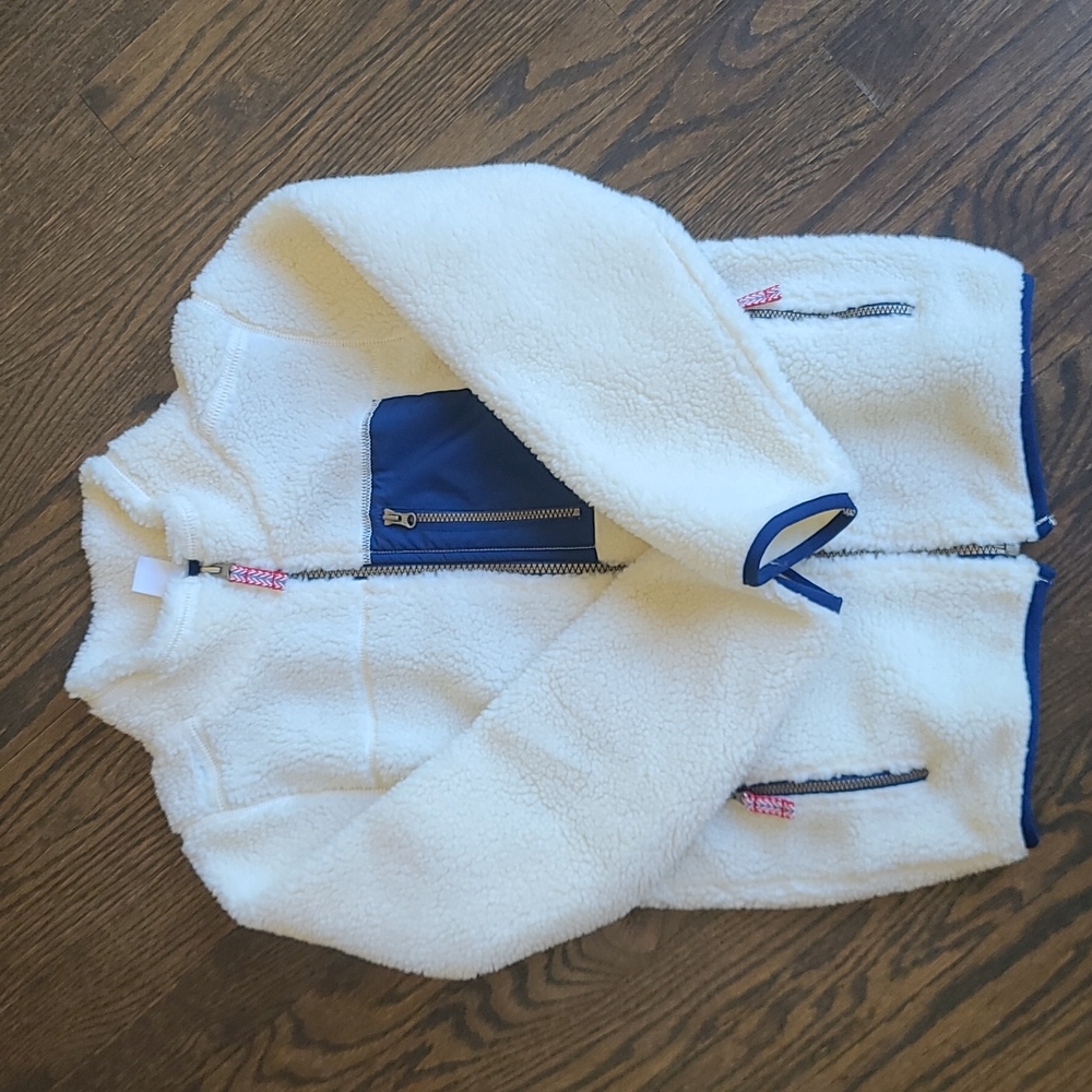 Carter's lined off white/navy fleece jacket, size 8